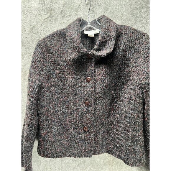 Vtg Petite Sophisticate Women’s Lg Brown Speckled Cardigan Mohair Blend Sweater - Picture 3 of 5